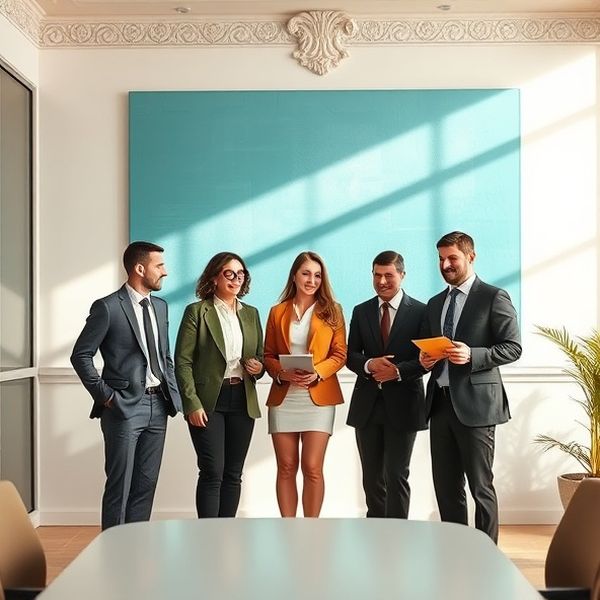Malý tím piatich finančných odborníkov pri práci v presvetlenom trenčínskom kancelárskom priestore